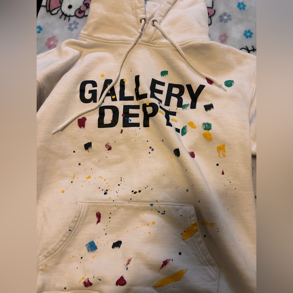 Gallery Dept Cream Hoodie with Paint Splatter